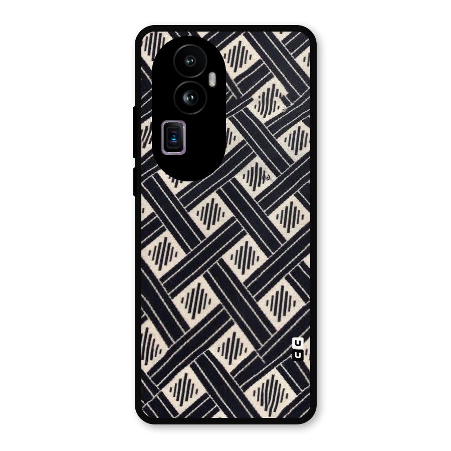 Black Beige Criscros Metal Back Case for Oppo Reno10 Pro Plus