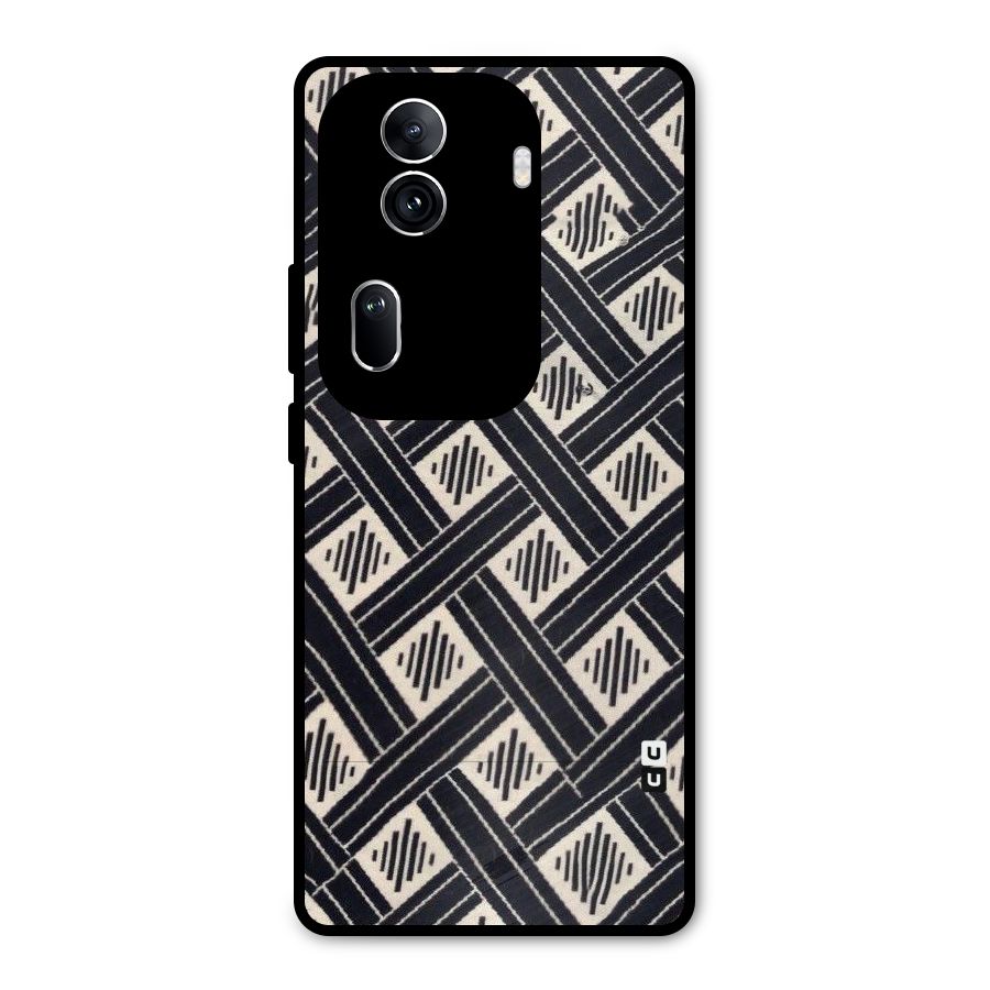 Black Beige Criscros Metal Back Case for Oppo Reno11 Pro 5G