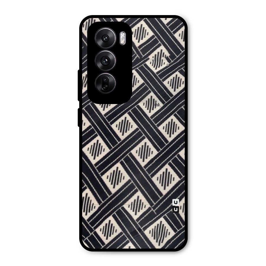 Black Beige Criscros Metal Back Case for Oppo Reno12