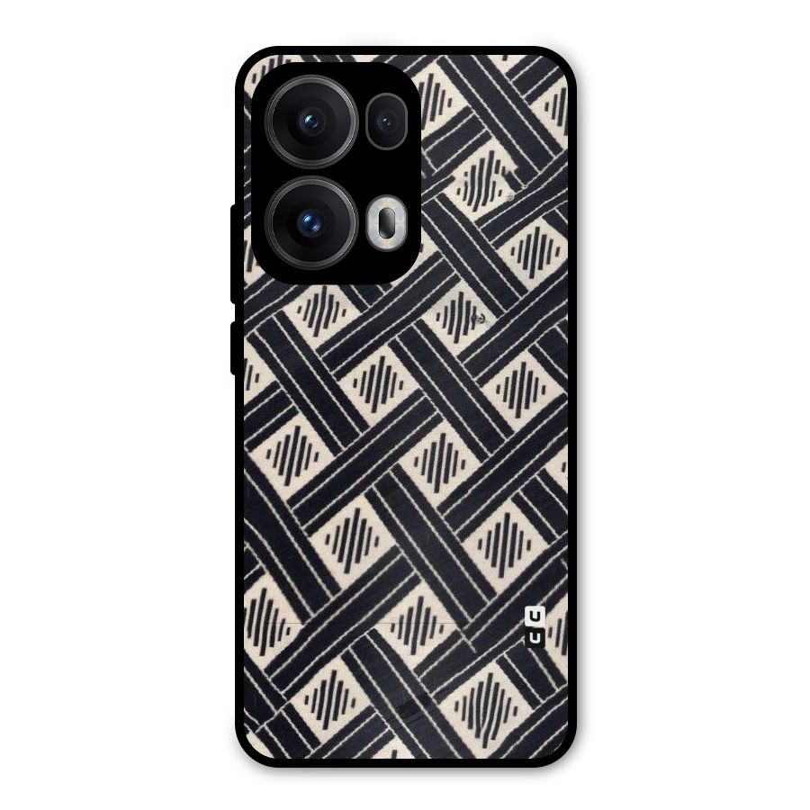 Black Beige Criscros Metal Back Case for Oppo Reno13 Pro
