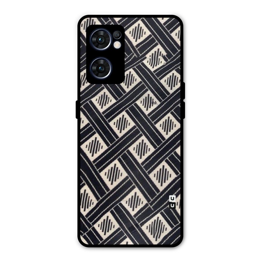 Black Beige Criscros Metal Back Case for Oppo Reno7 5G