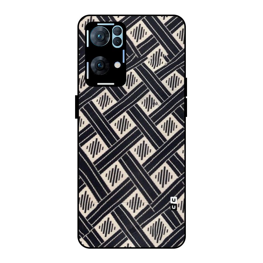 Black Beige Criscros Metal Back Case for Oppo Reno7 Pro 5G