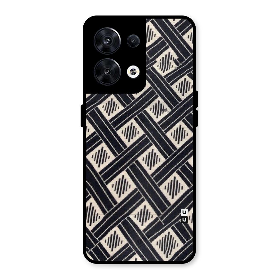 Black Beige Criscros Metal Back Case for Oppo Reno8 5G