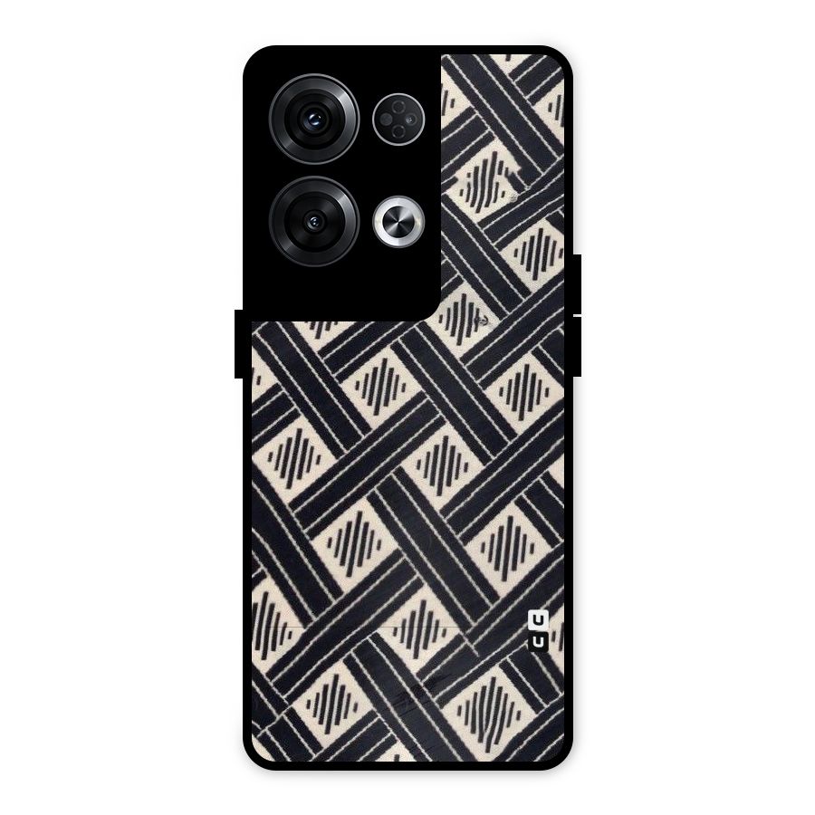 Black Beige Criscros Metal Back Case for Oppo Reno8 Pro 5G