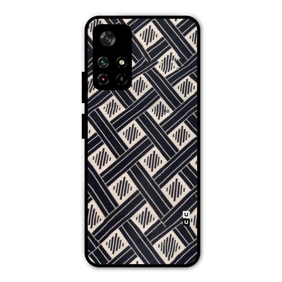 Black Beige Criscros Metal Back Case for Poco M4 Pro 5G