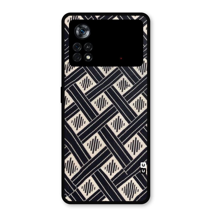 Black Beige Criscros Metal Back Case for Poco X4 Pro 5G