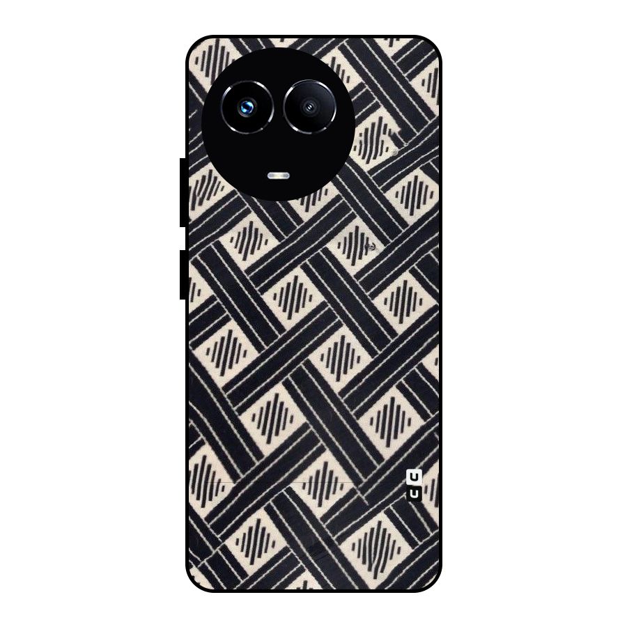 Black Beige Criscros Metal Back Case for Realme 11X