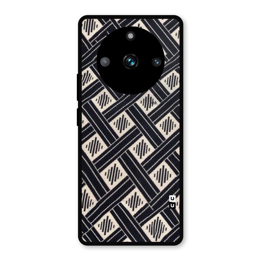 Black Beige Criscros Metal Back Case for Realme 11 Pro