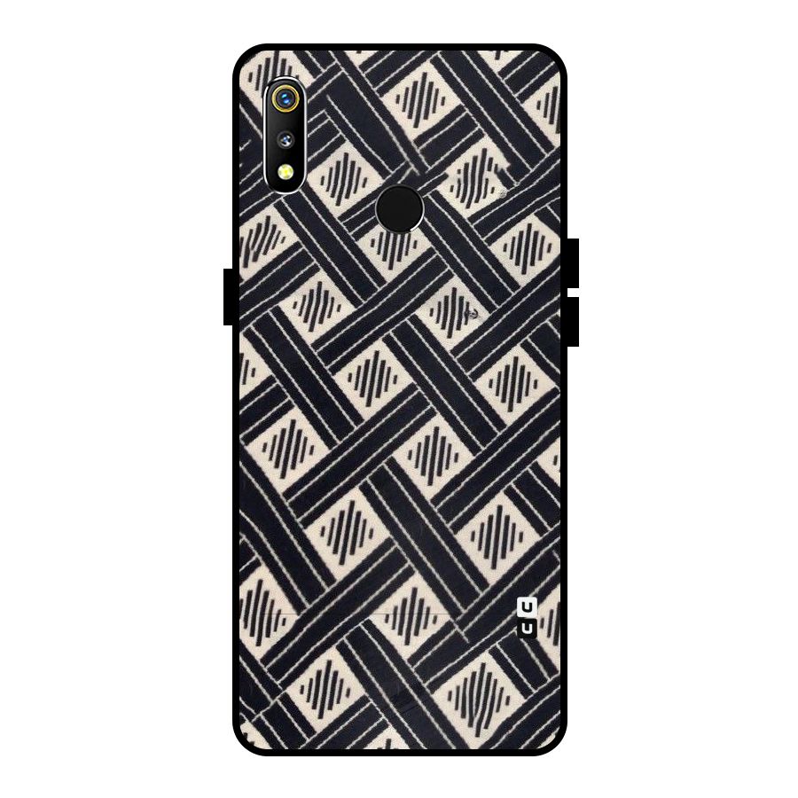 Black Beige Criscros Metal Back Case for Realme 3