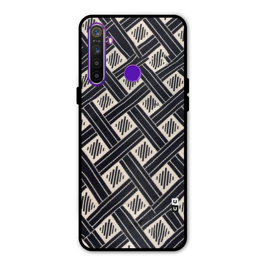 Black Beige Criscros Metal Back Case for Realme 5