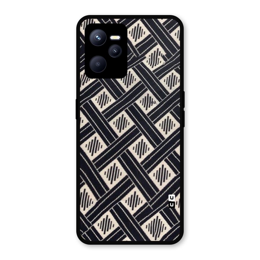 Black Beige Criscros Metal Back Case for Realme C35