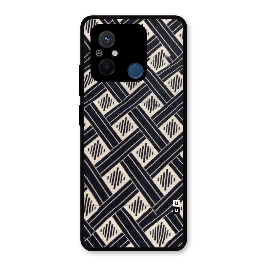 Black Beige Criscros Metal Back Case for Redmi 12C