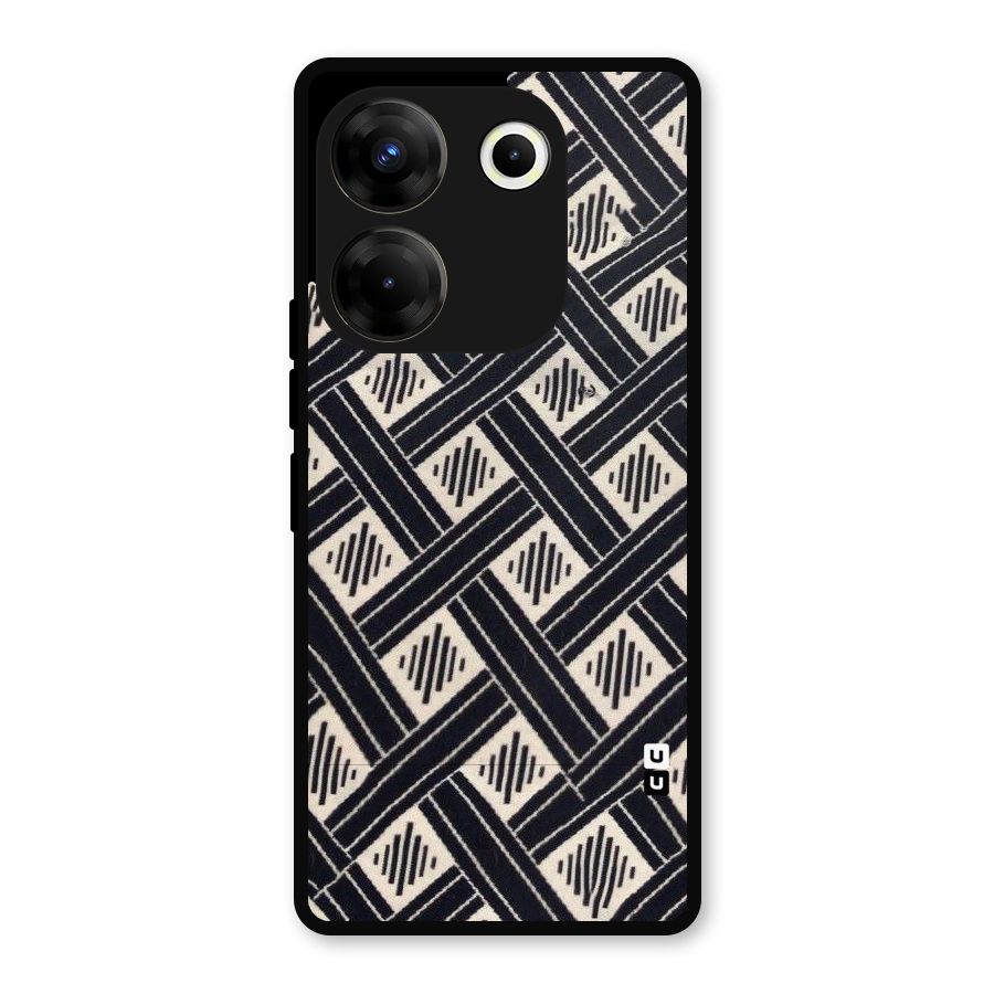Black Beige Criscros Metal Back Case for Tecno Camon 20