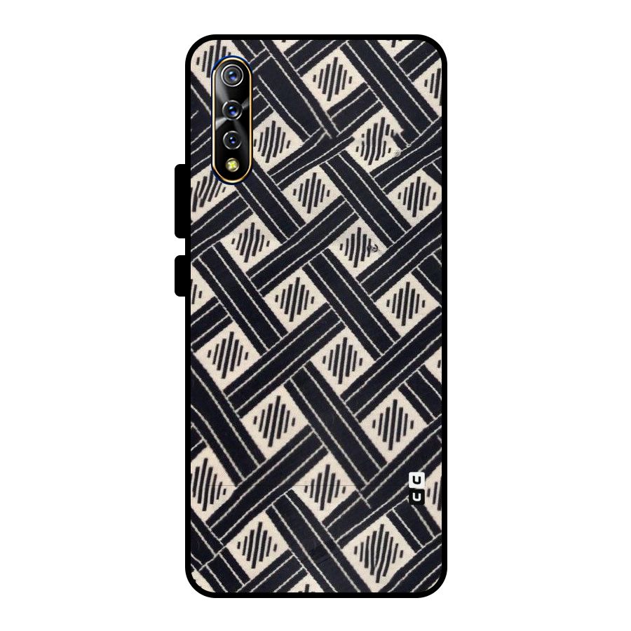 Black Beige Criscros Metal Back Case for Vivo S1