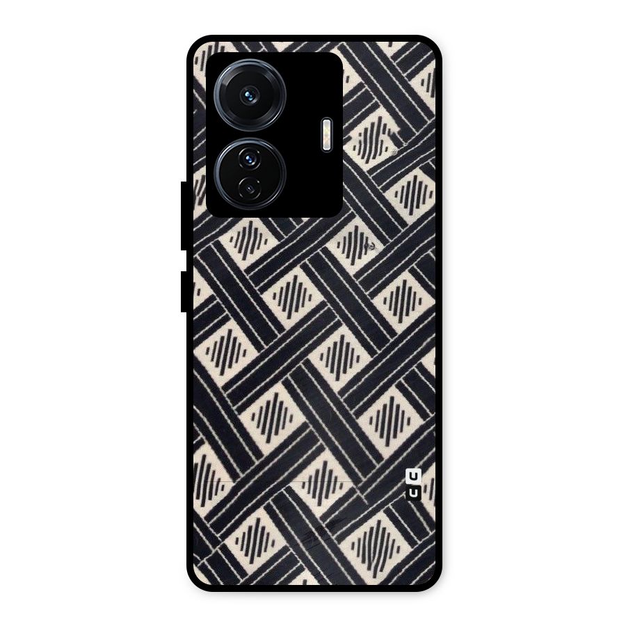 Black Beige Criscros Metal Back Case for Vivo T1 Pro