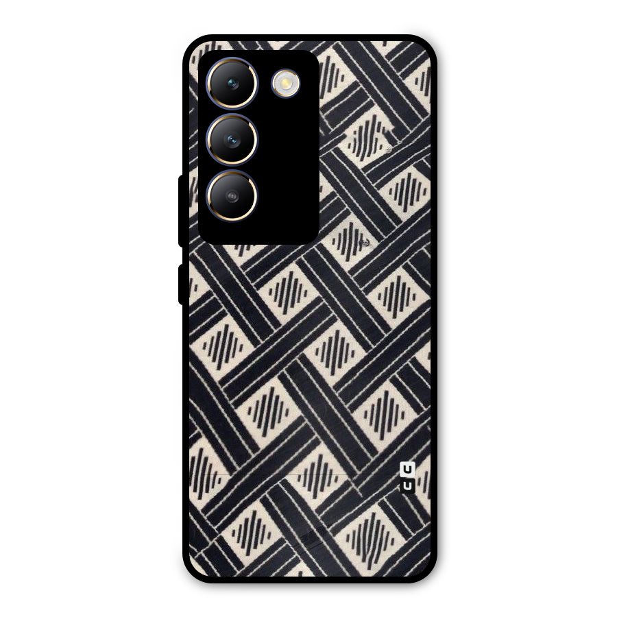 Black Beige Criscros Metal Back Case for Vivo T3 5G