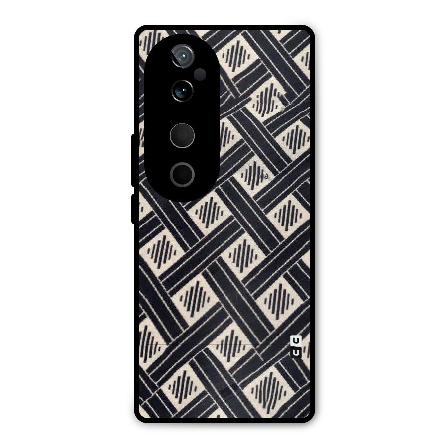 Black Beige Criscros Metal Back Case for Vivo T3 Ultra