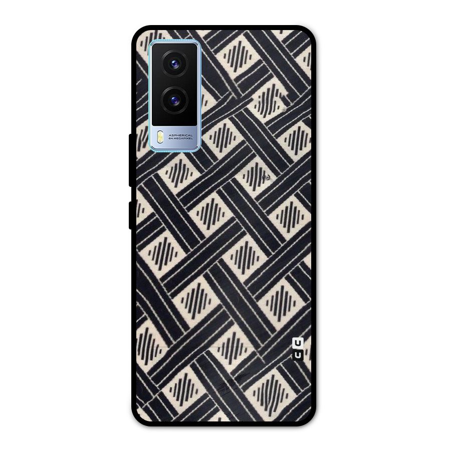 Black Beige Criscros Metal Back Case for Vivo V21e 5G