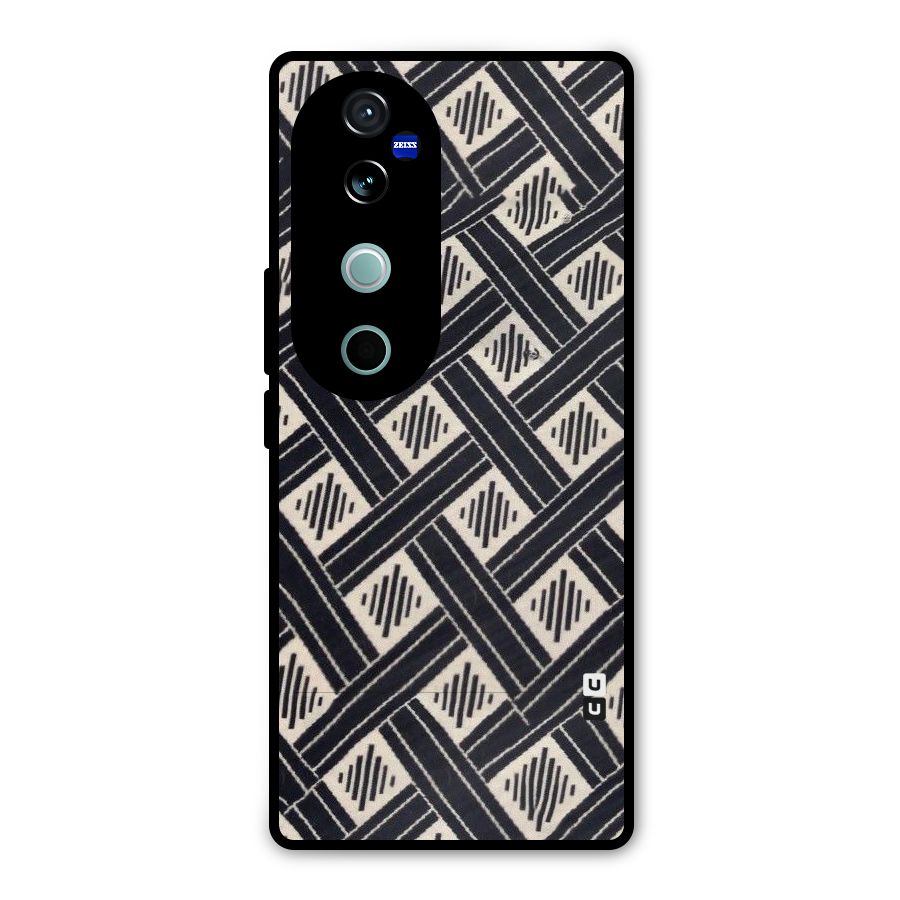 Black Beige Criscros Metal Back Case for Vivo V40
