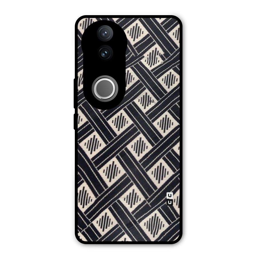 Black Beige Criscros Metal Back Case for Vivo V50e