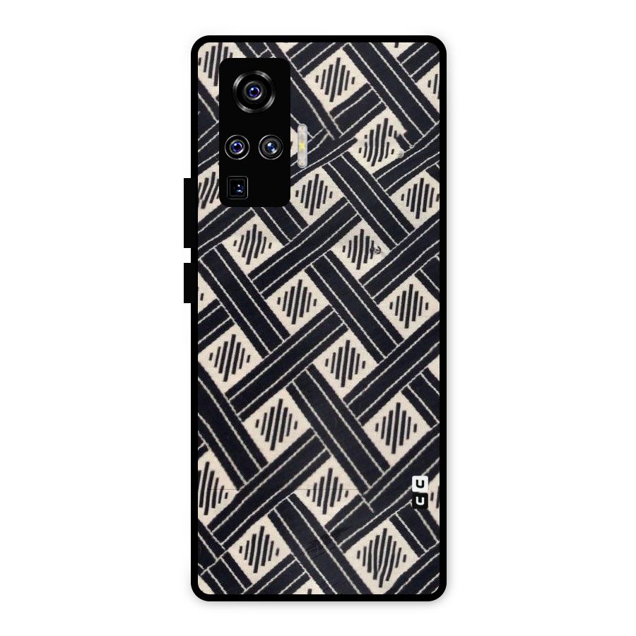 Black Beige Criscros Metal Back Case for Vivo X50 Pro