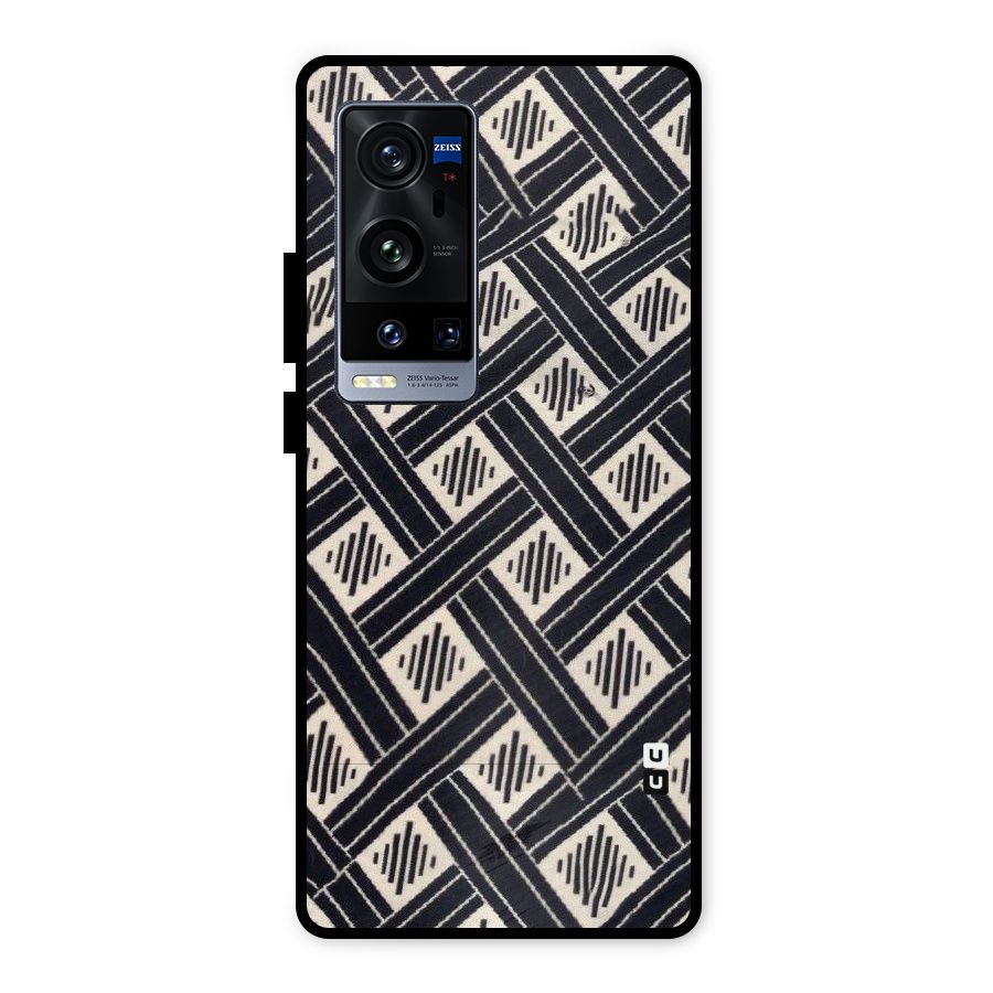 Black Beige Criscros Metal Back Case for Vivo X60 Pro Plus
