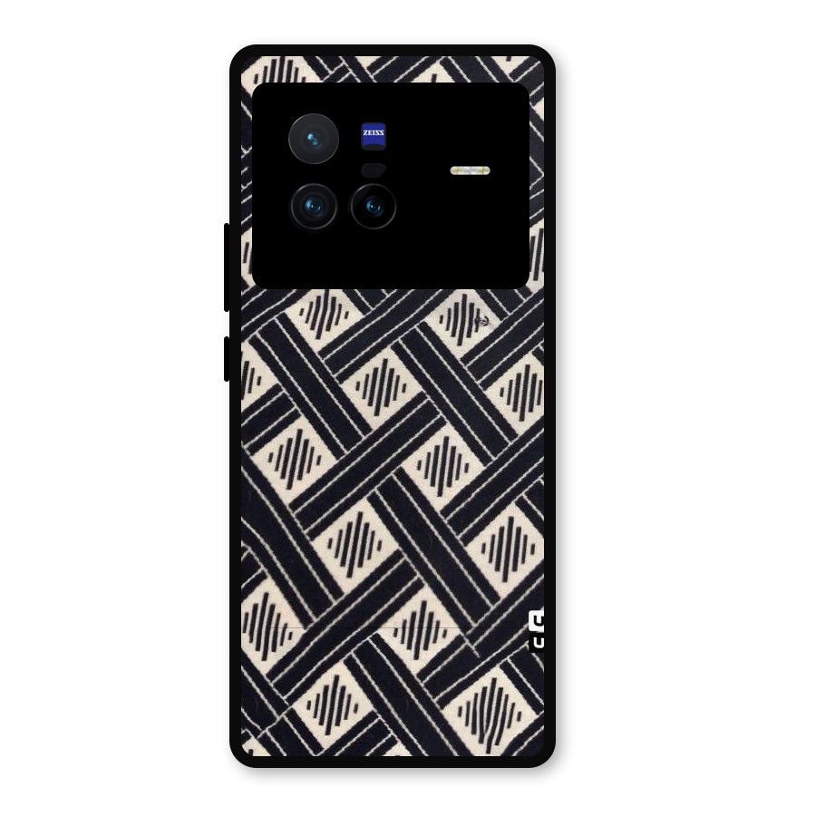 Black Beige Criscros Metal Back Case for Vivo X80