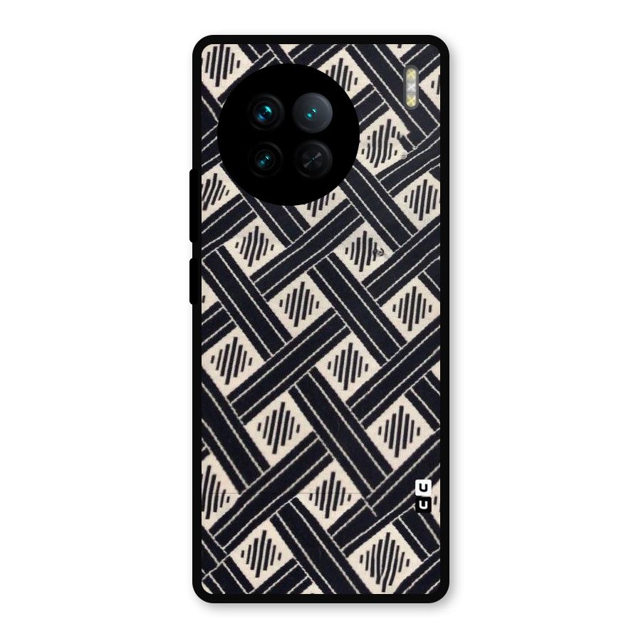 Black Beige Criscros Metal Back Case for Vivo X90