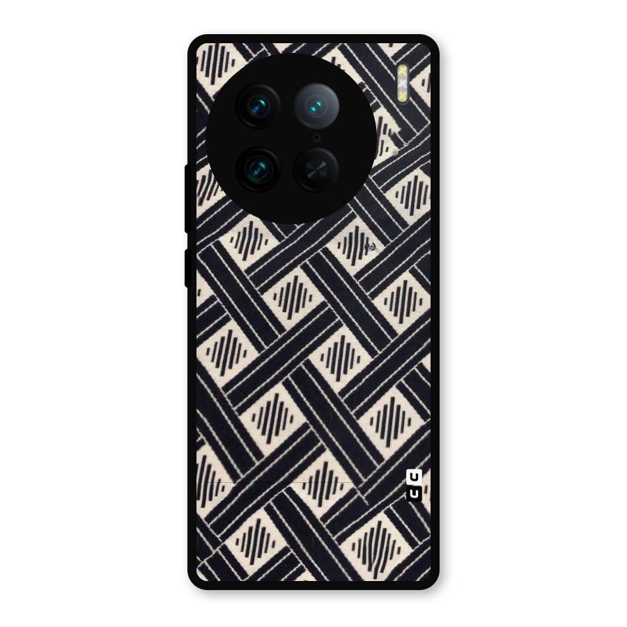 Black Beige Criscros Metal Back Case for Vivo X90 Pro