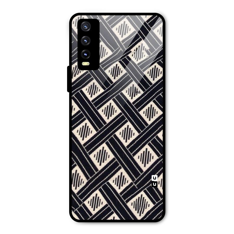 Black Beige Criscros Metal Back Case for Vivo Y20