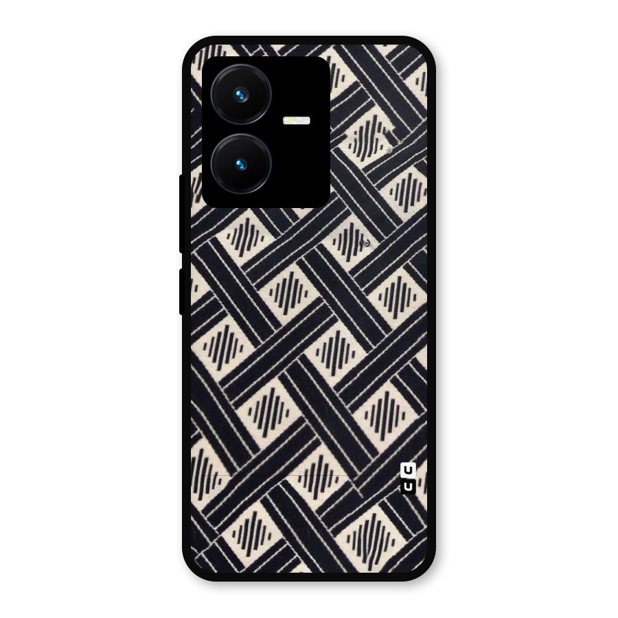 Black Beige Criscros Metal Back Case for Vivo Y22