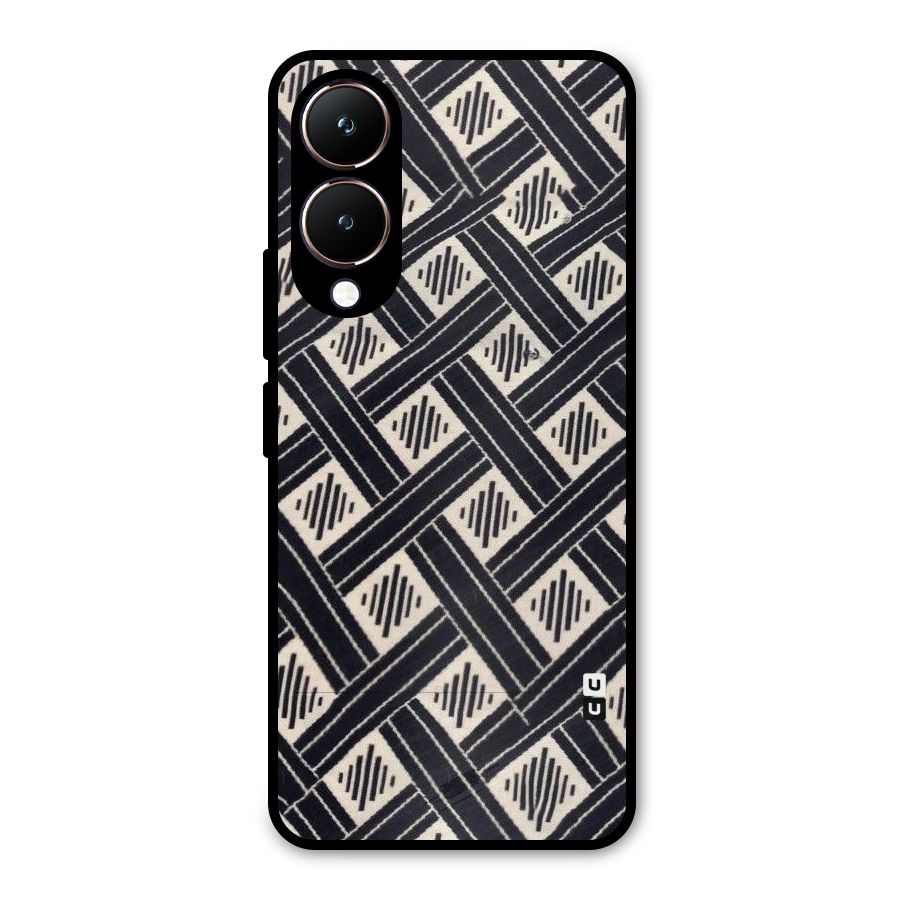 Black Beige Criscros Metal Back Case for Vivo Y28