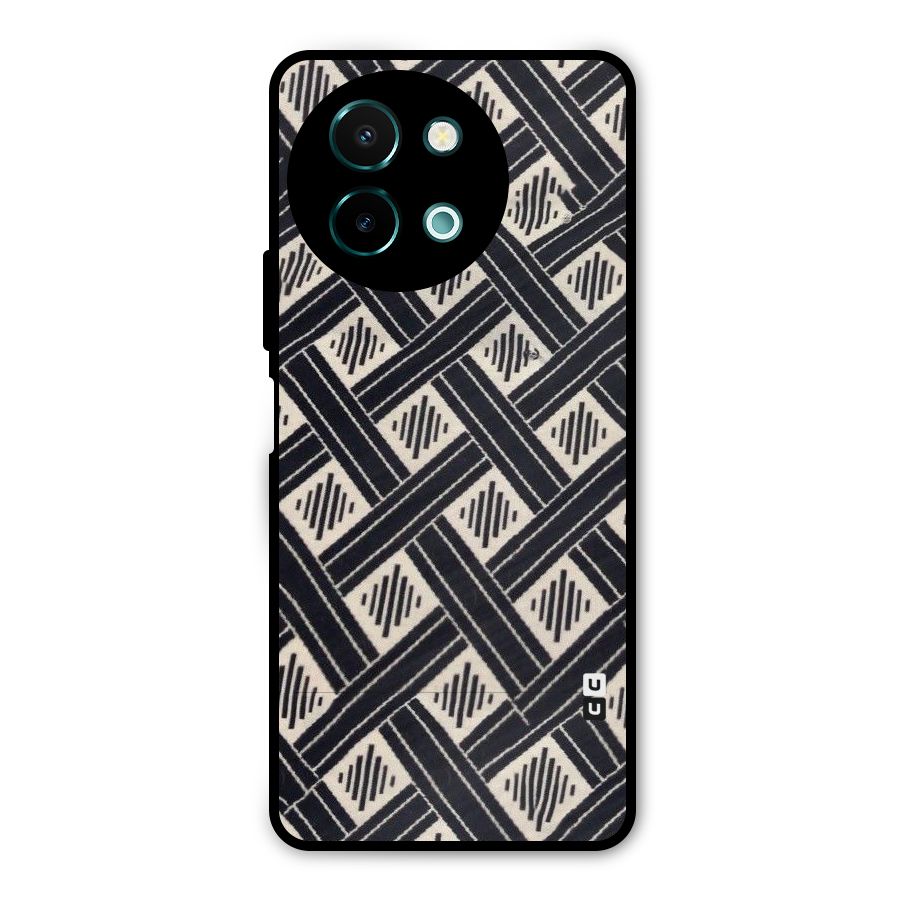 Black Beige Criscros Metal Back Case for Vivo Y58