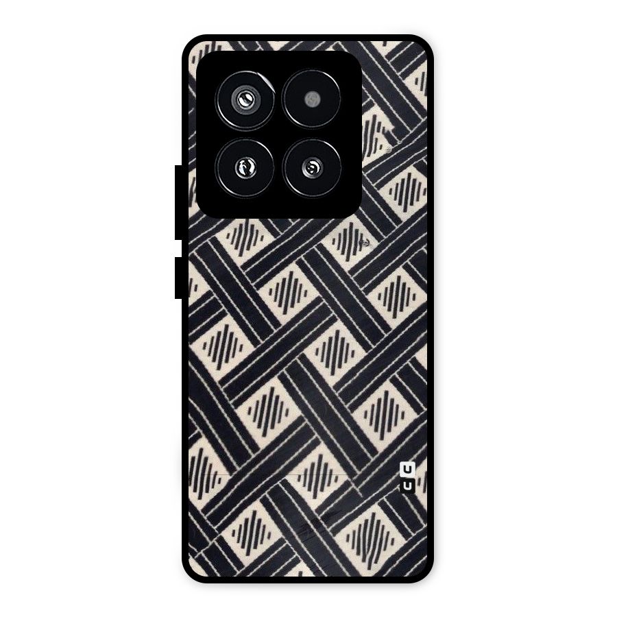 Black Beige Criscros Metal Back Case for Xiaomi 14 Pro