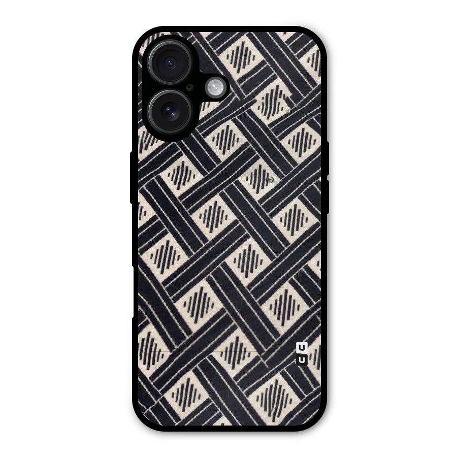Black Beige Criscros Metal Back Case for iPhone 16