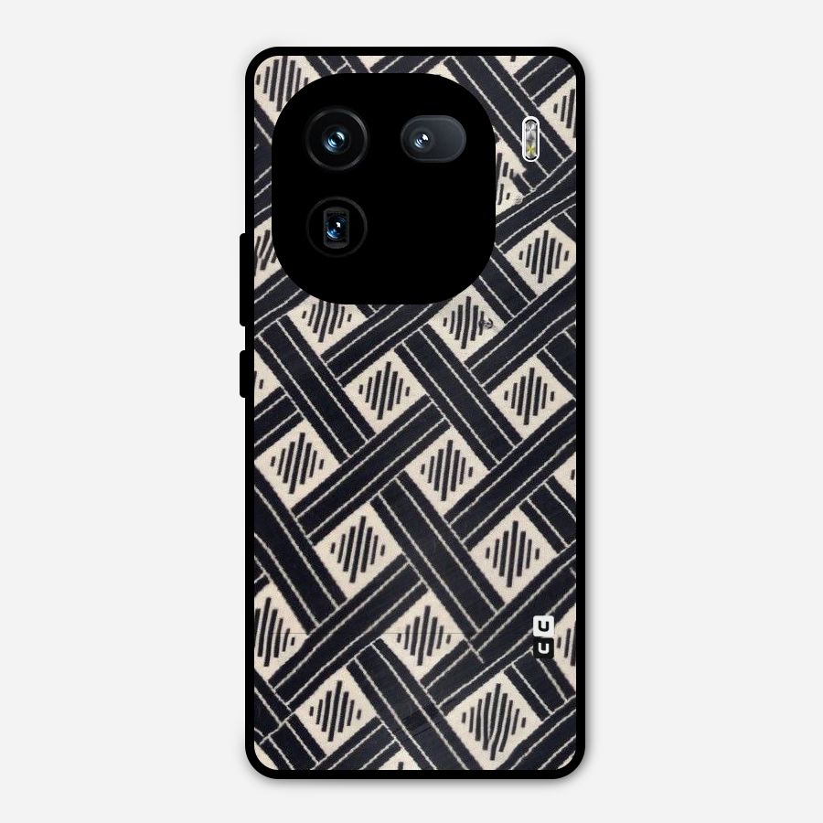 Black Beige Criscros Metal Back Case for iQOO 12