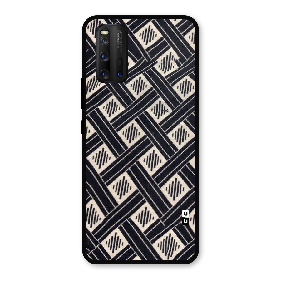 Black Beige Criscros Metal Back Case for iQOO 3