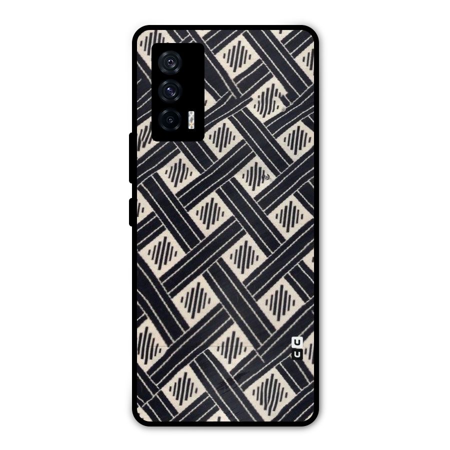 Black Beige Criscros Metal Back Case for iQOO 7 5G