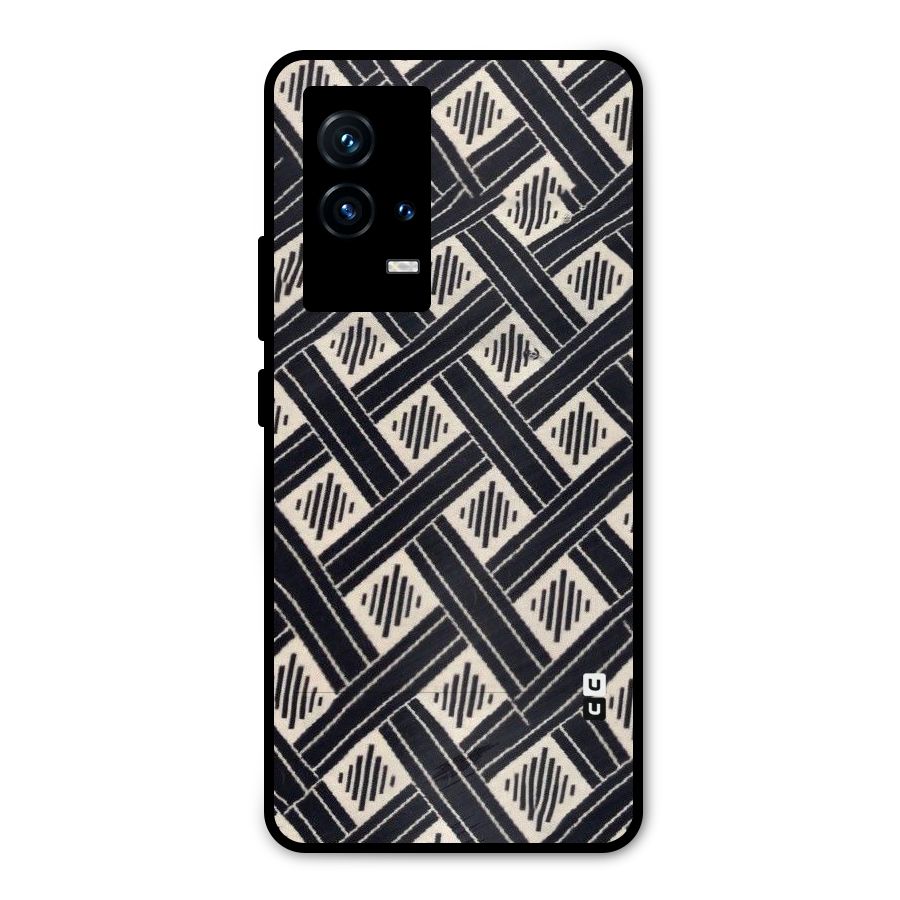 Black Beige Criscros Metal Back Case for iQOO 9 5G
