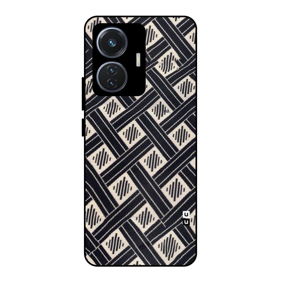 Black Beige Criscros Metal Back Case for iQOO Z6 44W