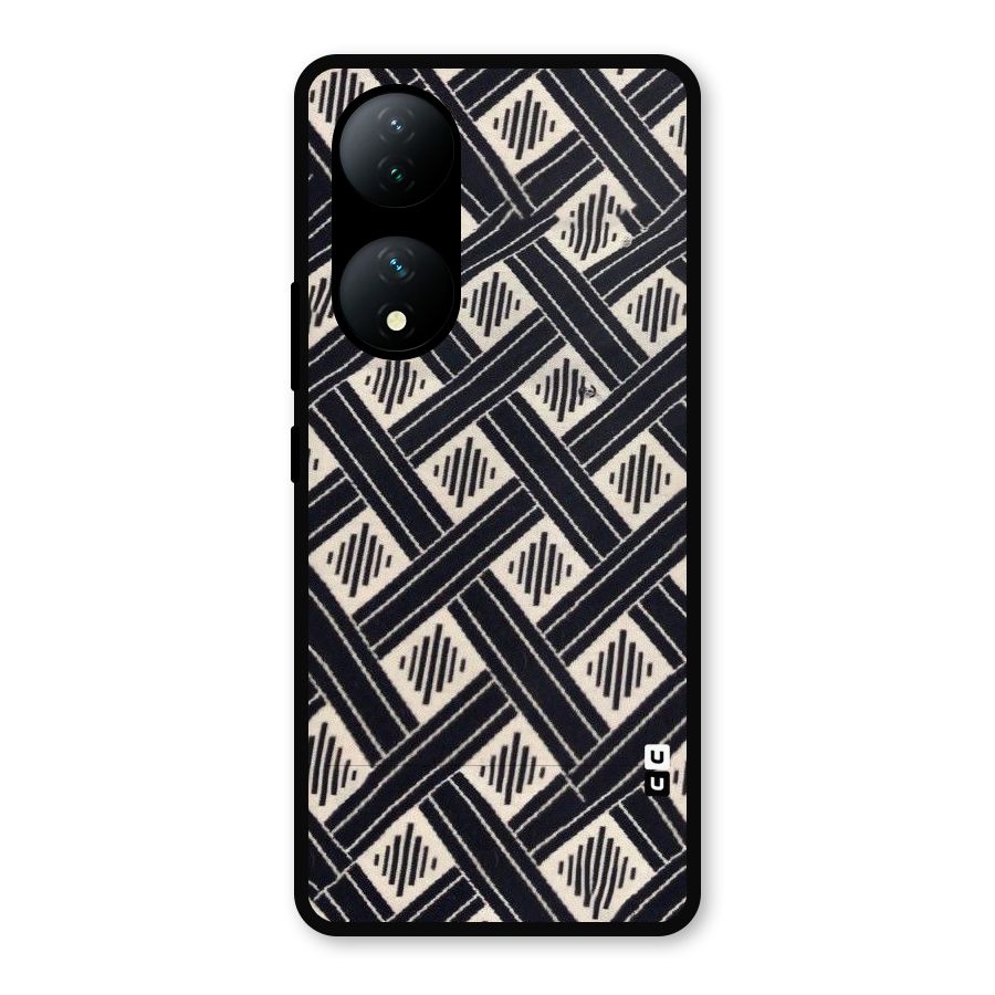 Black Beige Criscros Metal Back Case for iQOO Z7