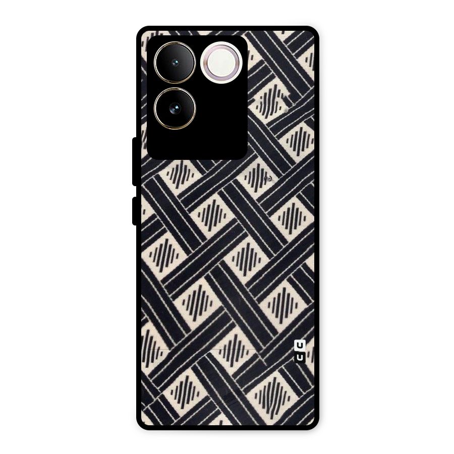 Black Beige Criscros Metal Back Case for iQOO Z7 Pro