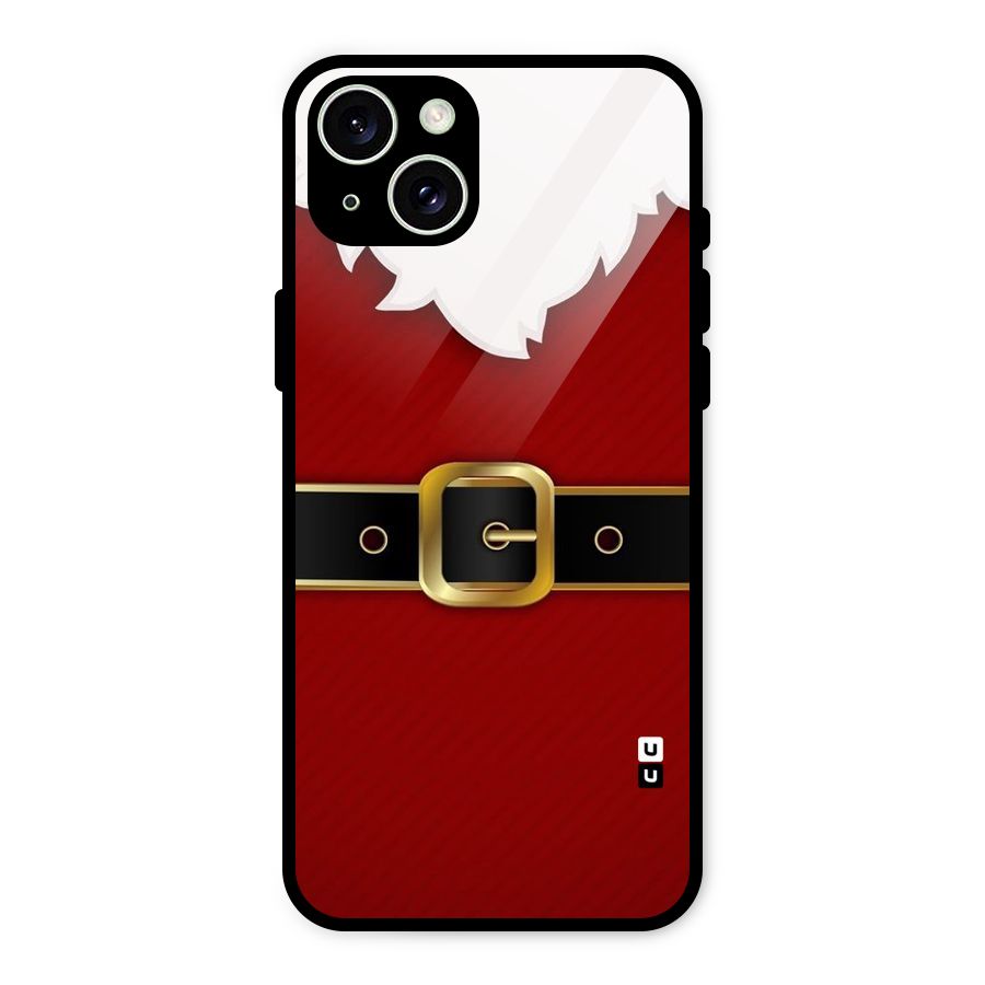 Black Belt Design Glass Back Case for iPhone 15 Plus