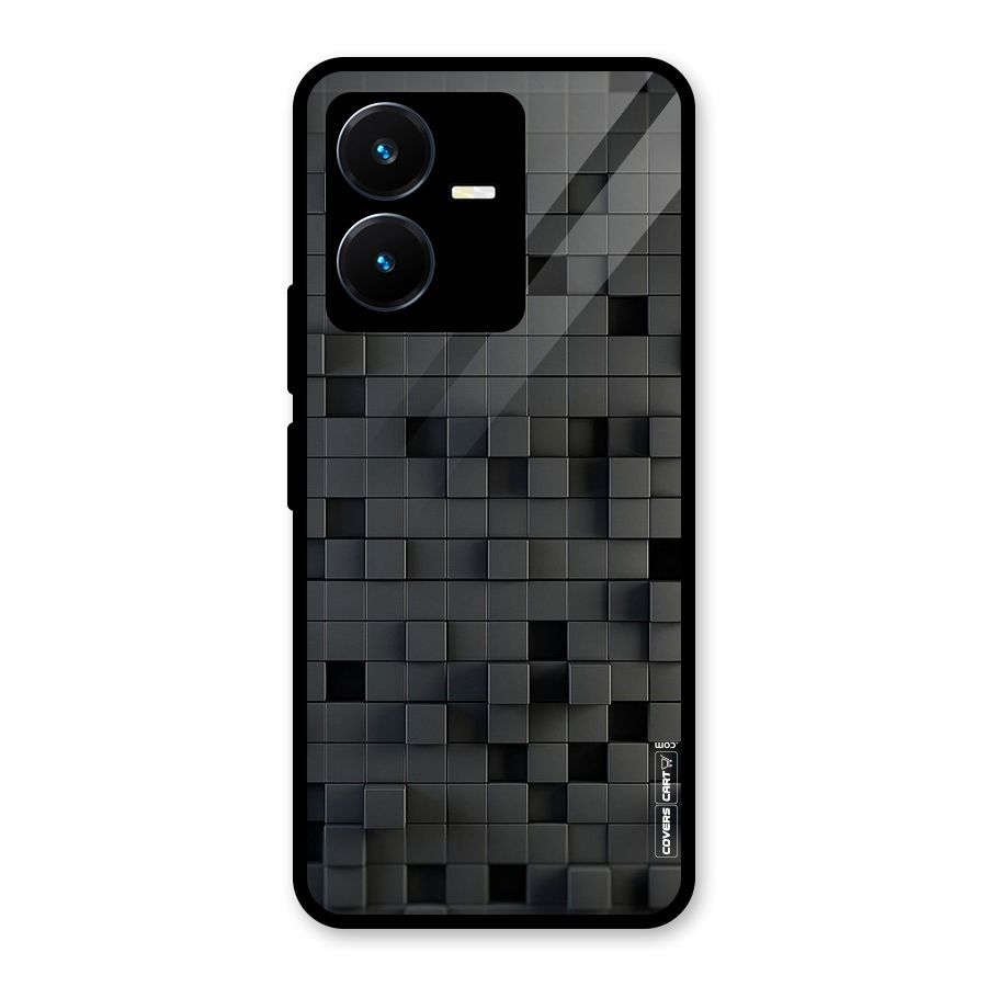 Black Bricks Glass Back Case for Vivo Y22s