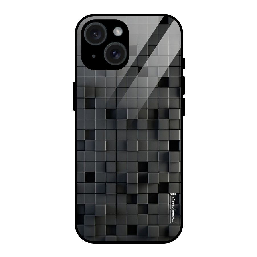 Black Bricks Glass Back Case for iPhone 15