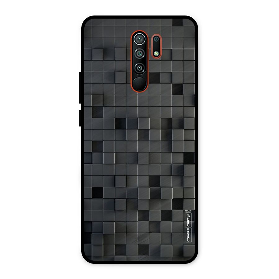 Black Bricks Metal Back Case for Redmi 9 Prime