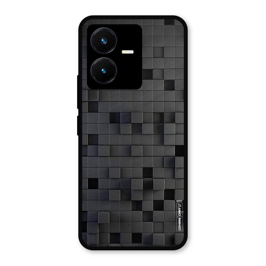 Black Bricks Metal Back Case for Vivo Y22s