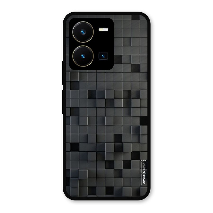 Black Bricks Metal Back Case for Vivo Y35