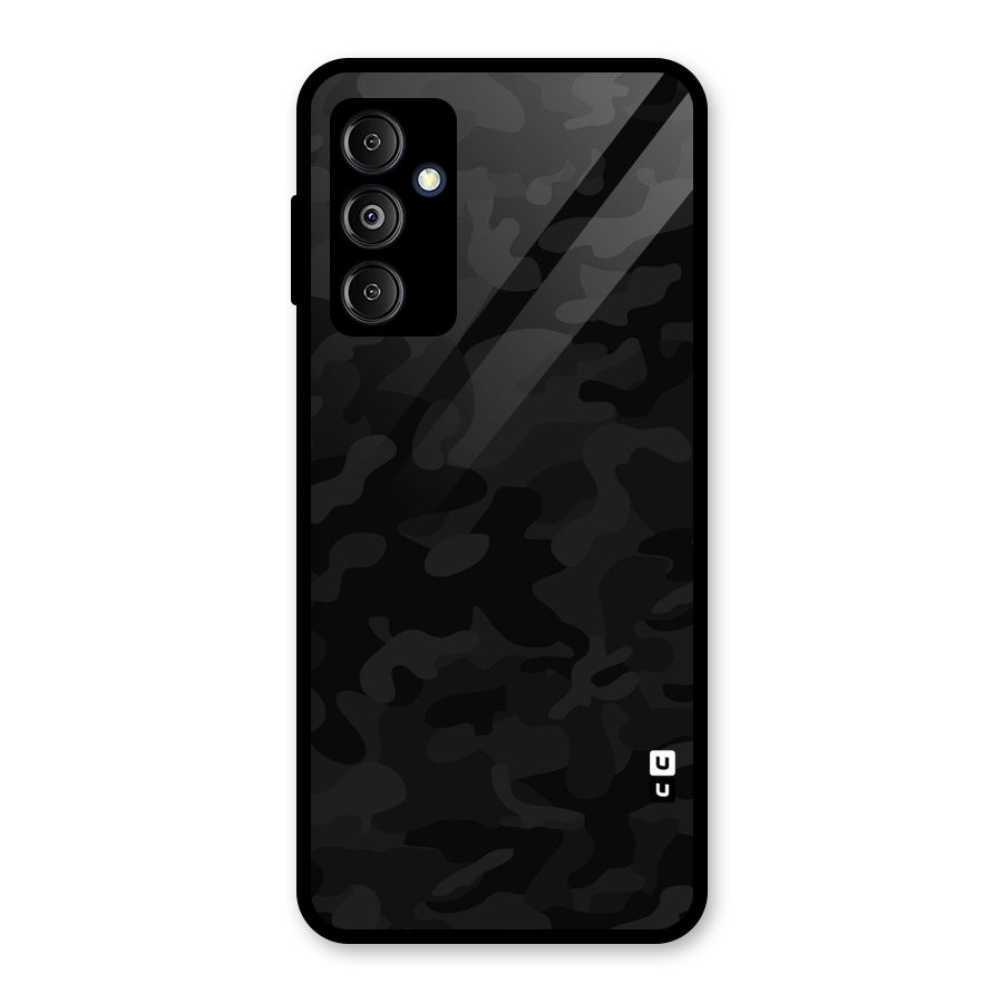 Black Camouflage Glass Back Case for Galaxy M14 5G
