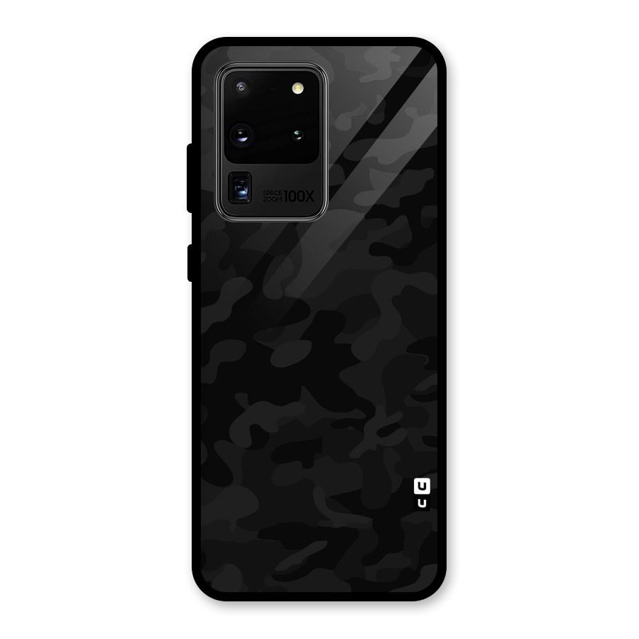 Black Camouflage Glass Back Case for Galaxy S20 Ultra